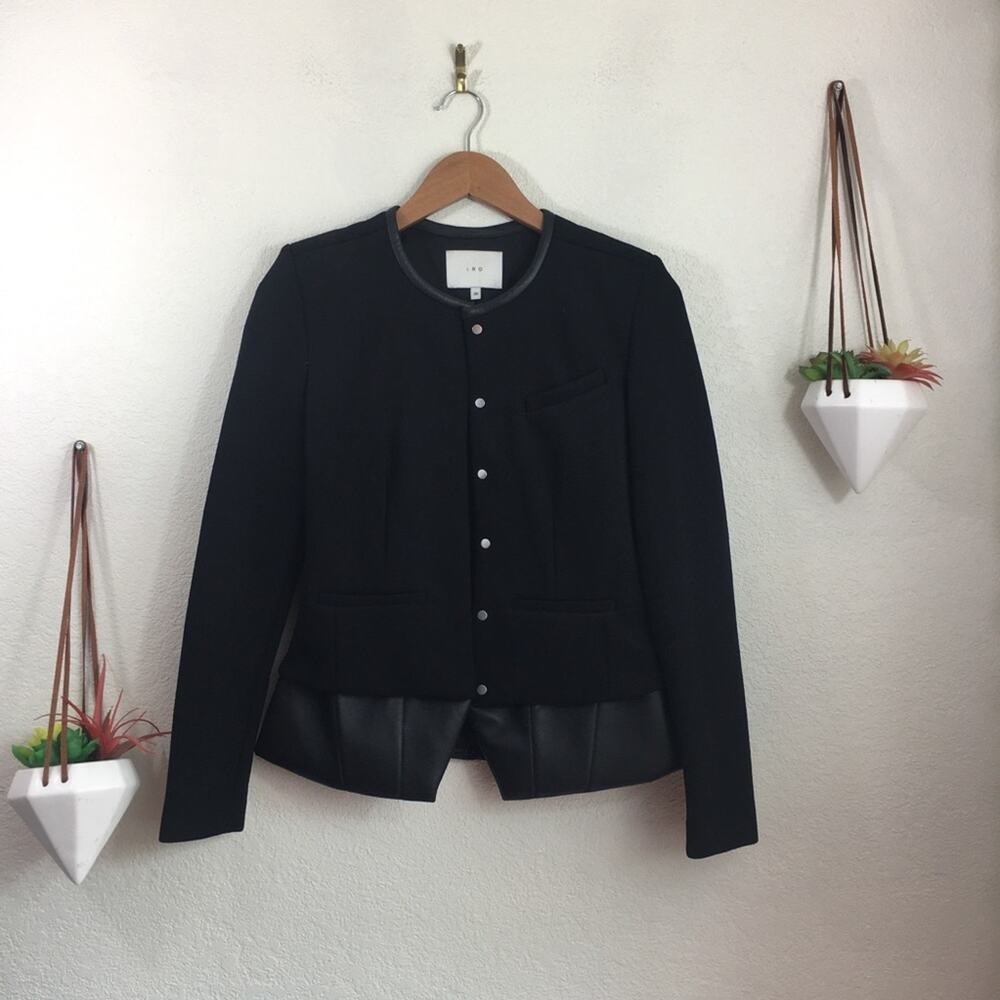 IRO Clyde black leather peplum blazer - Picture 1 of 11